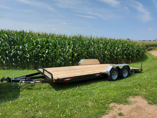 7-Ton Galvanized Vehicle / Equipment Haulers Low-Bed Steel Trailers with 2 x 7000 lbs Axles - 82 x 18