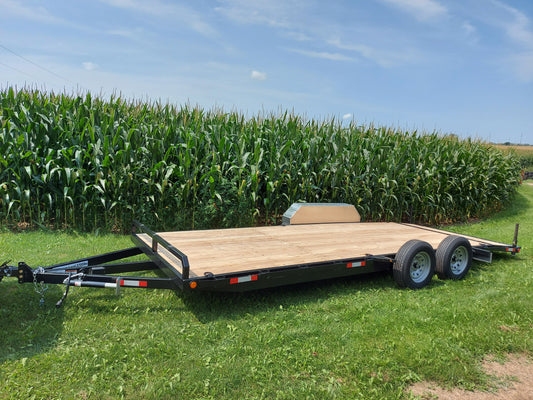 5-Ton Galvanized Vehicle / Equipment Haulers Low-Bed Steel Trailers with 2 x 5200 lbs Axles - 82 x 16