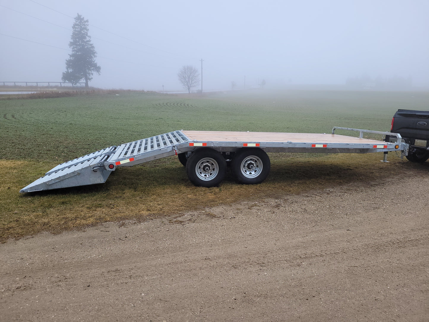 Galvanized Steel Beavertail Deckover Trailers with 2 x 7000 lbs Axles - 102 x 24 - Fold Over Ramps