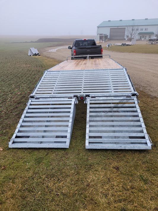 Galvanized Steel Beavertail Deckover Trailers with 2 x 7000 lbs Axles - 102 x 20 - Fold Over Ramps