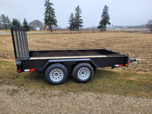 Galvanized Tandem Axle Steel Landscape Trailers with 2 x 3500 lbs Straight Axles - 80 x 12