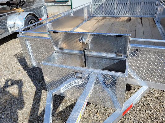 Trailer Rectangular Aluminum Toolbox - 35"/20"L x 14.5"W x 15"H - open lid