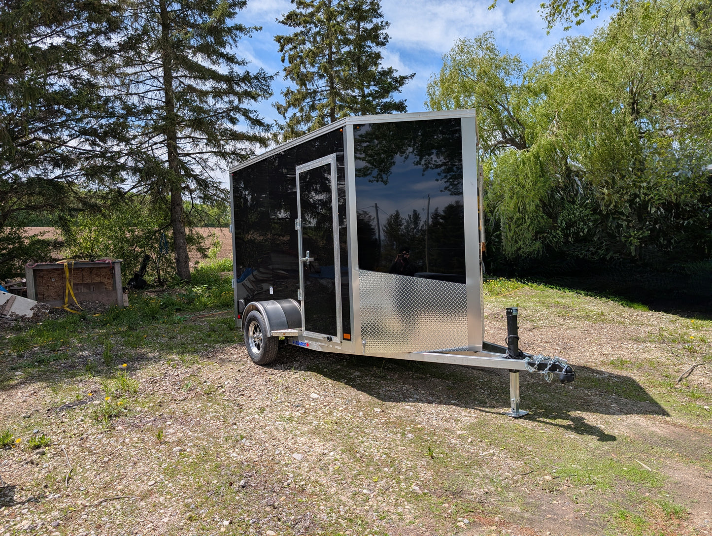 Enclosed Aluminum Single Axle Trailer 6 x 12 With Barn Doors