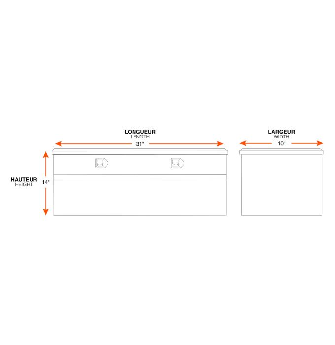 Rectangular Aluminum Toolbox - 31" x 10" x 14"