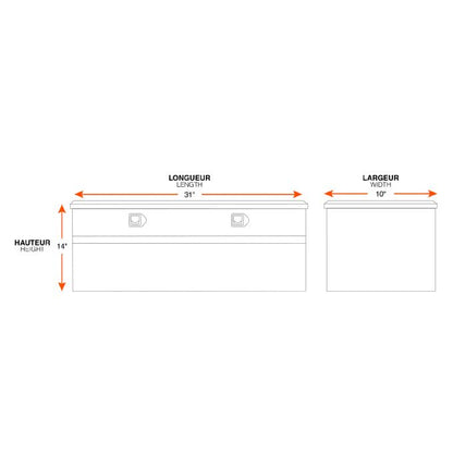 Rectangular Aluminum Toolbox - 31" x 10" x 14"