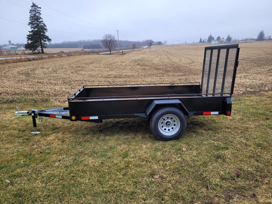 Galvanized Single Axle Steel Landscape Trailers with 3500 lbs Straight Axle - 80 x 14