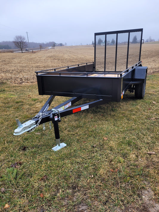 Galvanized Single Axle Steel Landscape Trailers with 3500 lbs Straight Axle - 80 x 14