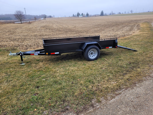 Galvanized Single Axle Steel Landscape Trailers with 3500 lbs Straight Axle - 80 x 12