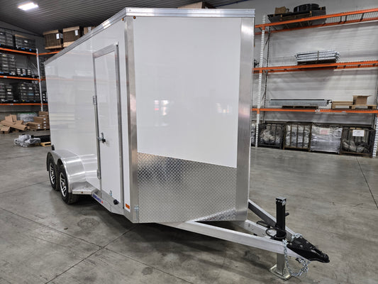 Enclosed Aluminum Tandem Axle Trailer 82 x 16 With Barn Doors