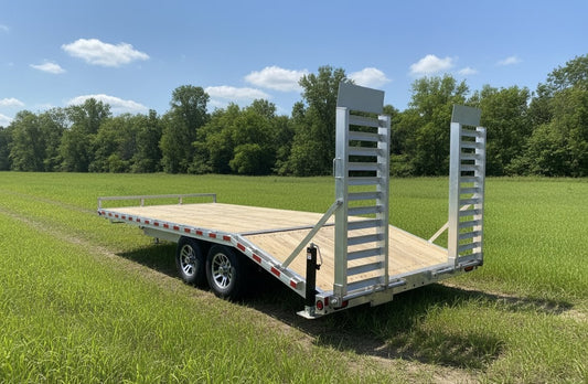 Galvanized Steel Beavertail Deckover Trailers with 2 x 7000 lbs Axles - 102 x 24 - Stand Up Ramps