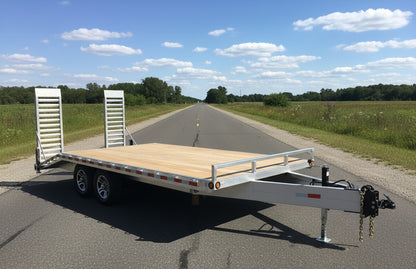 Galvanized Steel Beavertail Deckover Trailers with 2 x 7000 lbs Axles - 102 x 24 - Stand Up Ramps