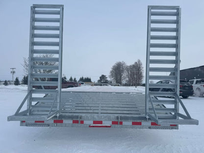 Galvanized Steel Beavertail Deckover Trailers with 2 x 7000 lbs Axles - 102 x 24 - Stand Up Ramps