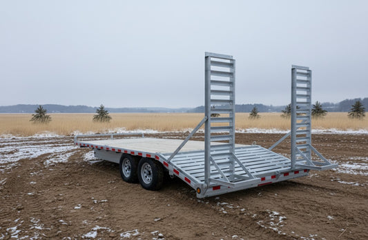 Galvanized Steel Beavertail Deckover Trailers with 2 x 7000 lbs Axles - 102 x 24 - Stand Up Ramps