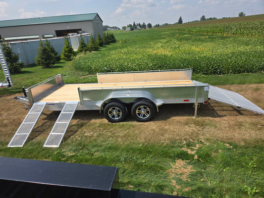 80 x 18 Heavy Duty Tandem Axle Aluminum ATV/UTV Side Loading Utility Trailer 2x5200 Lb Straight Axles with Brakes