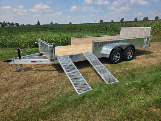 80 x 16 Heavy Duty Tandem Axle Aluminum ATV/UTV Side Loading Utility Trailer 2x5200 Lb Straight Axles with Brakes