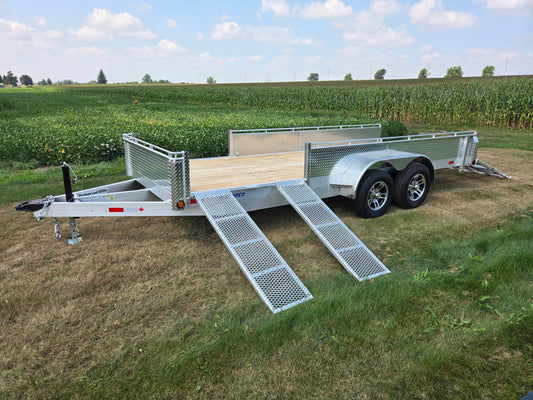 80 x 20 Heavy Duty Tandem Axle Aluminum ATV/UTV Side Loading Utility Trailer 2x5200 Lb Straight Axles with Brakes