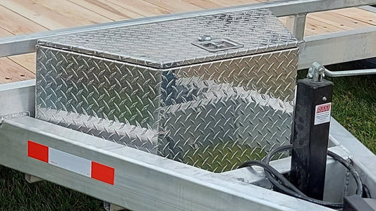 Trailer V-Nose Aluminum Toolbox - 35"/20"L x 14.5"W x 15"H - front view