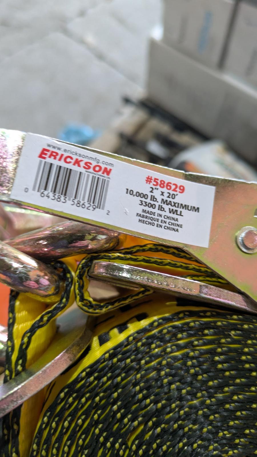 Erickson 58629 Yellow 2" x 20' Ratchet Strap