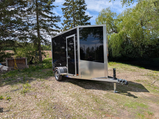 Enclosed Aluminum Single Axle Trailer 82 x 12 With Barn Doors
